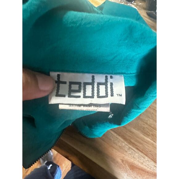 Teddi Vintage Turquoise Lightweight Windbreaker – Retro 80s Style - Picture 7 of 8